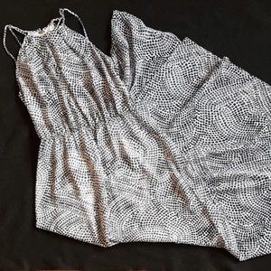 Black and White lined chiffon maxi